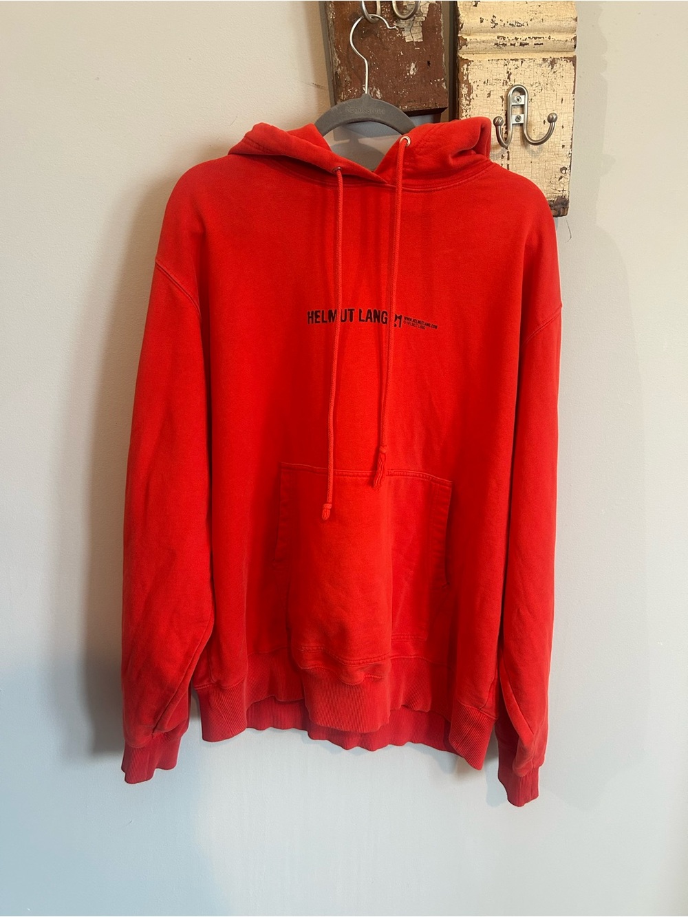 Helmut Lang Stencil Hoodie in Red